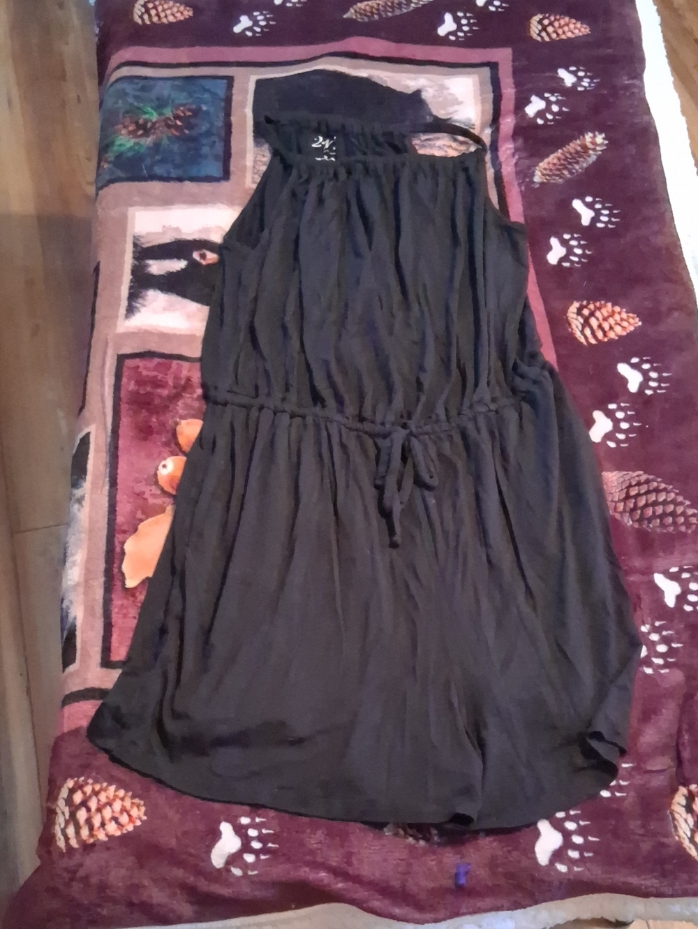 Black Sleeveless Drawstring Waist Jumpsuit